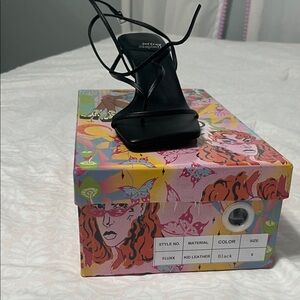 Jeffrey Campbell Black Leather Strappy Sandals